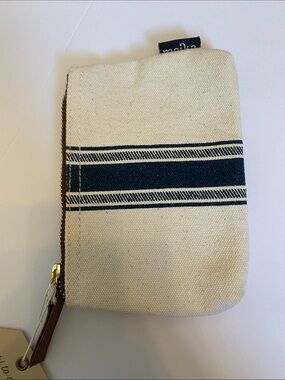 Maika Natural Canvas Mini Pouch with Navy Stripe